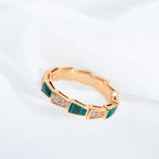 [⭐DORISW]SERPENTI RING PINK GOLD MALACHITE DIAMOND 3MM