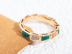 [⭐DORISW]SERPENTI RING PINK GOLD MALACHITE DIAMOND 3MM