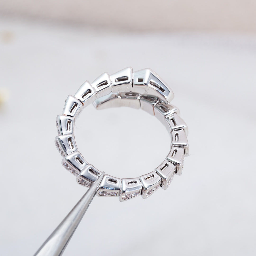 [⭐Veya]セルペンティ リング シルバー ダイヤモンド パヴェ 4mm