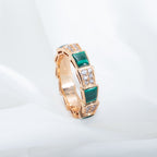 [⭐DORISW]SERPENTI RING PINK GOLD MALACHITE DIAMOND PAVED 4MM