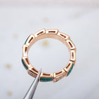 [⭐DORISW]SERPENTI RING PINK GOLD MALACHITE DIAMOND PAVED 4MM