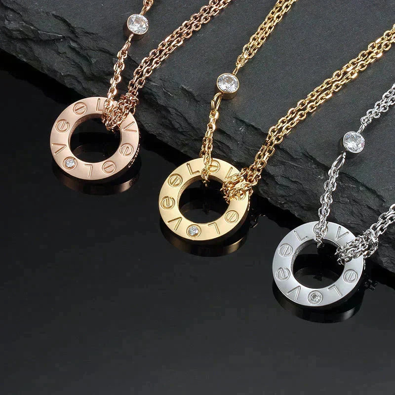Aura LOVE NECKLACE 16MM 2 DIAMONDS