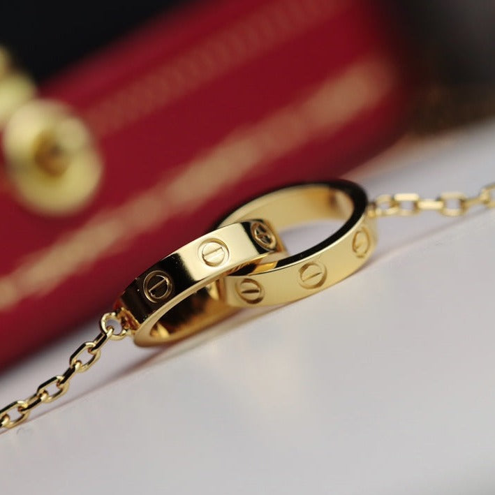 Aura LOVE NECKLACE DOUBLE RING GOLD