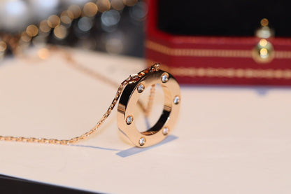 Aura LOVE HALSKETTE 16MM 6 DIAMANTEN ROSÉGOLD