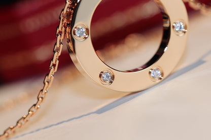 Aura LOVE HALSKETTE 16MM 6 DIAMANTEN ROSÉGOLD