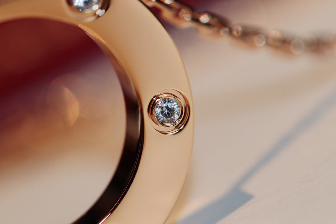 Aura LOVE NECKLACE 16MM 6 DIAMONDS PINK GOLD