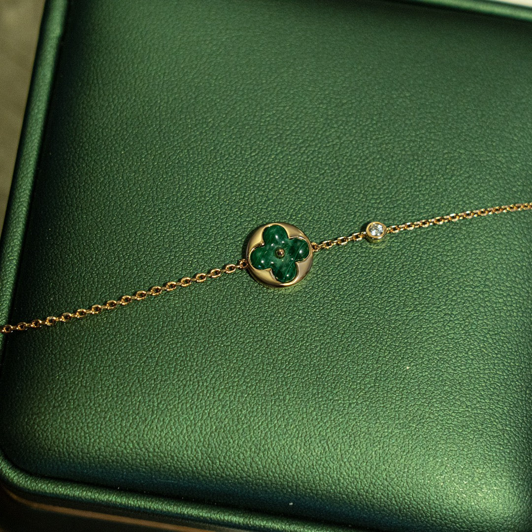 Aura SUN MALACHITE 1 DIAMOND PINK GOLD BRACELET