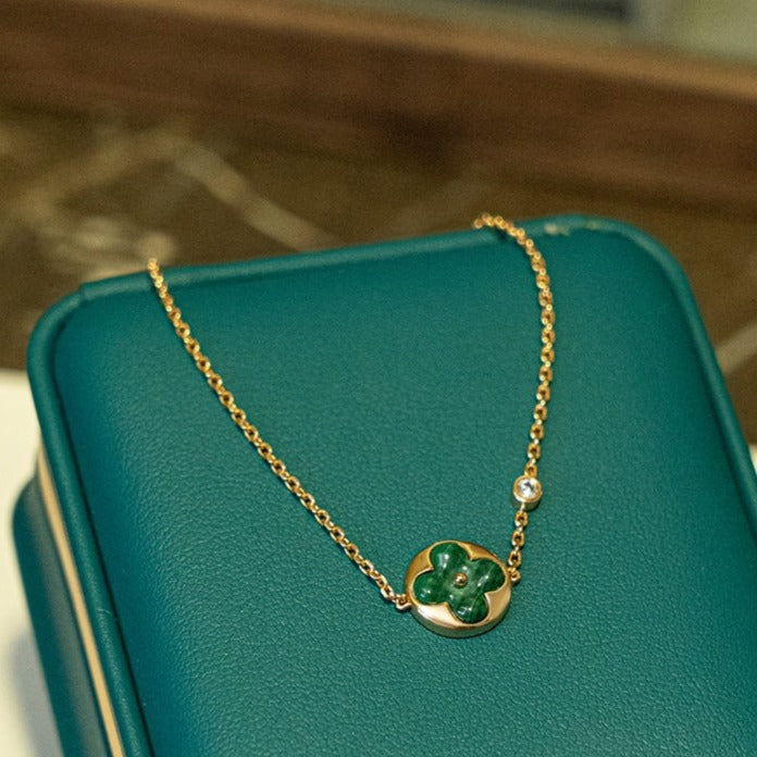 Aura SUN MALACHITE 1 DIAMOND PINK GOLD BRACELET