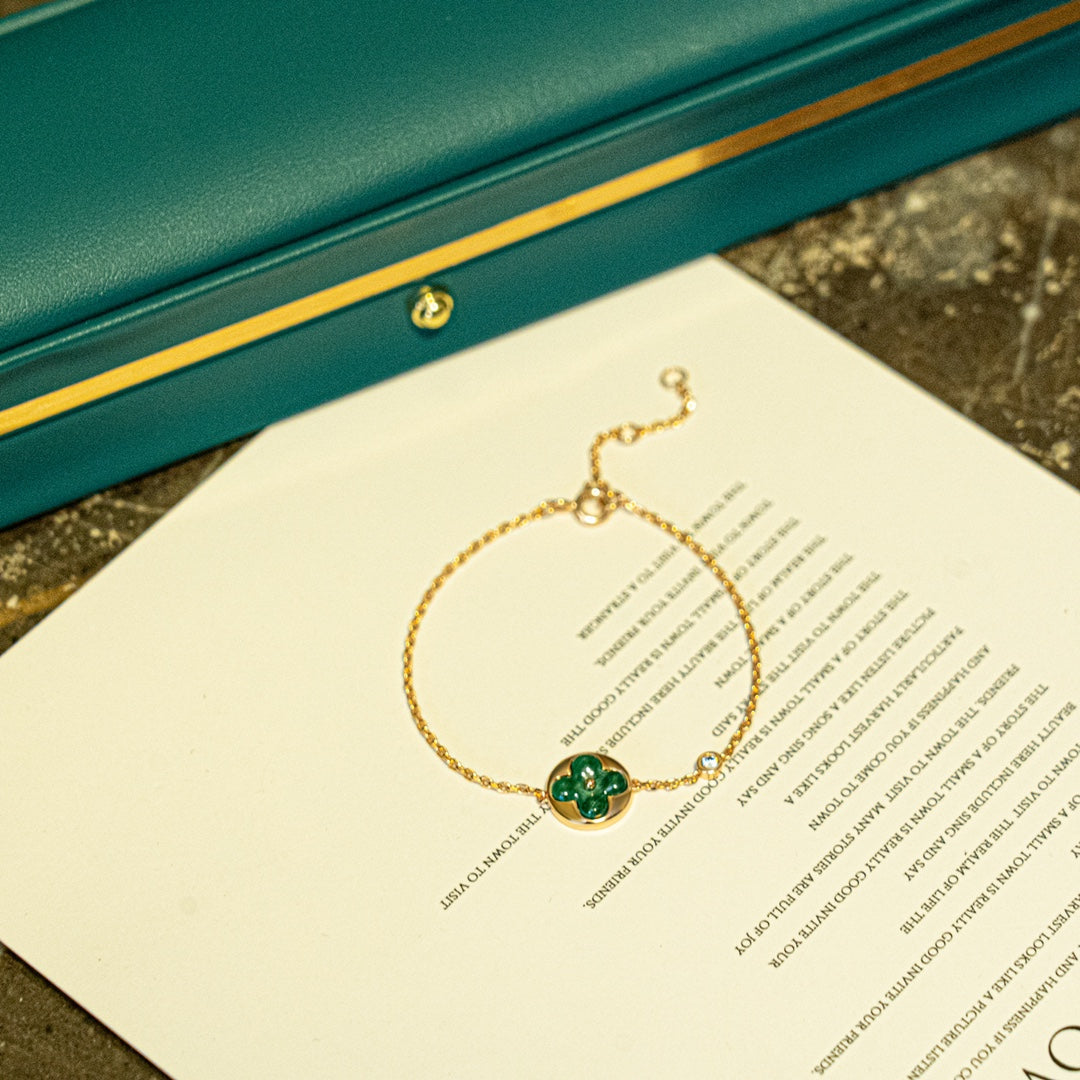 Aura SUN MALACHITE 1 DIAMOND PINK GOLD BRACELET