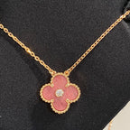 Aura CLOVER 15MM DIAMOND RHODONITE NECKLACE