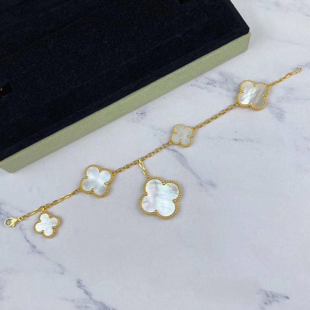 Aura MAGIC CLOVER MOP GOLD BRACELET 5 MOTIFS