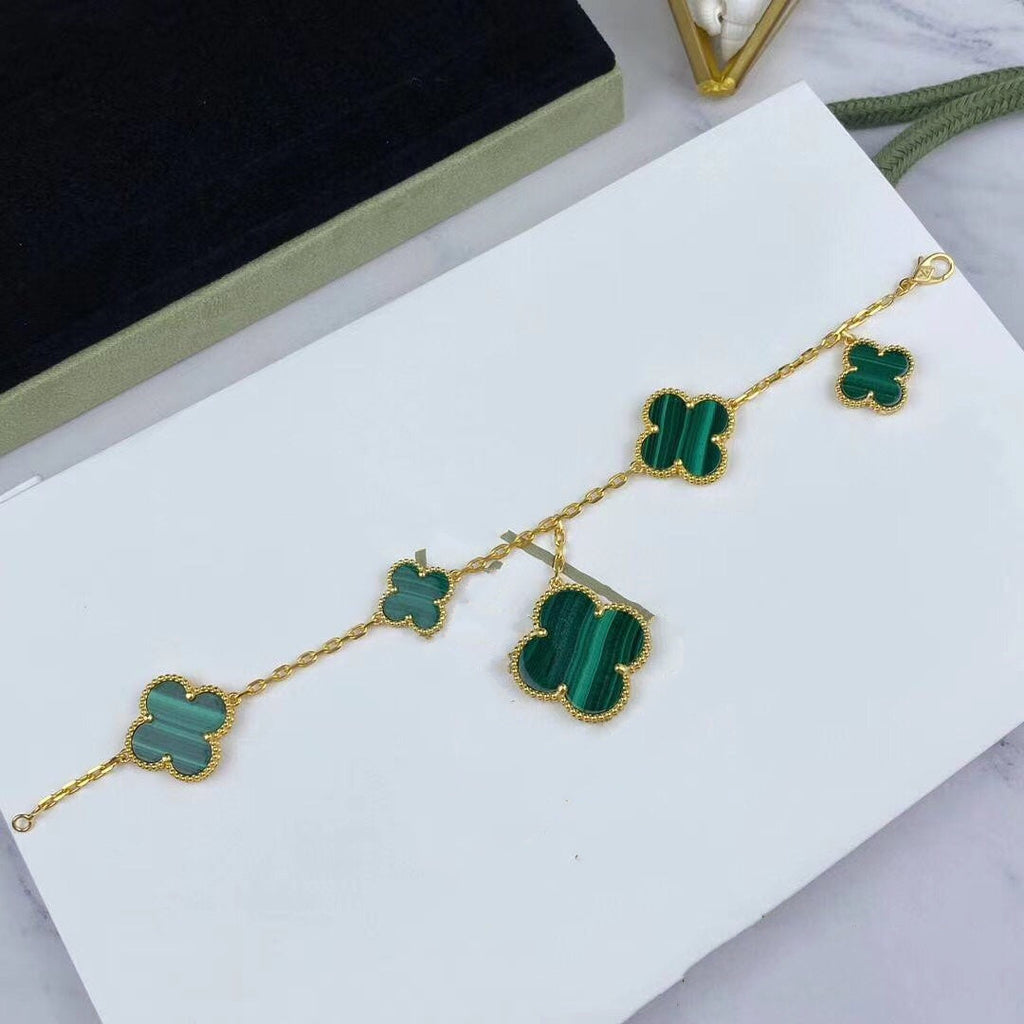 Aura MAGIC CLOVER MALACHIT GOLD ARMAND 5 MOTIVE