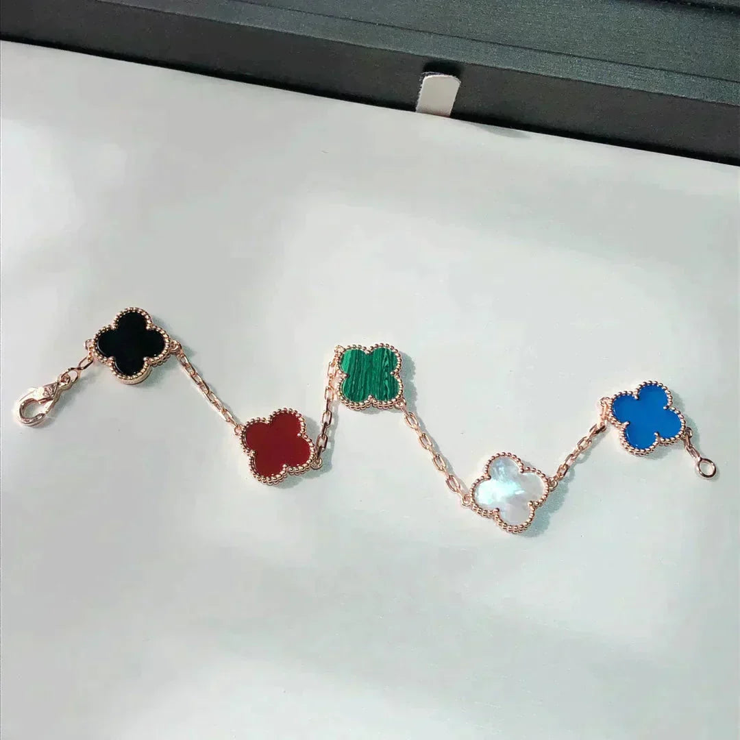 [⭐Aura ]New CLOVER 5 MOTIFS MULTICOLOR BRACELET