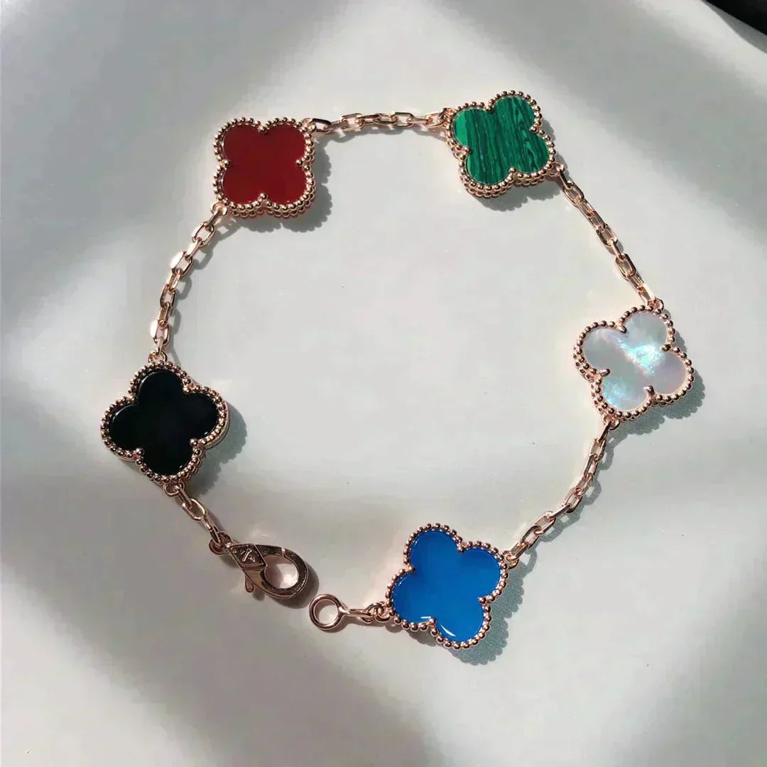 [⭐Aura ]New CLOVER 5 MOTIFS MULTICOLOR BRACELET