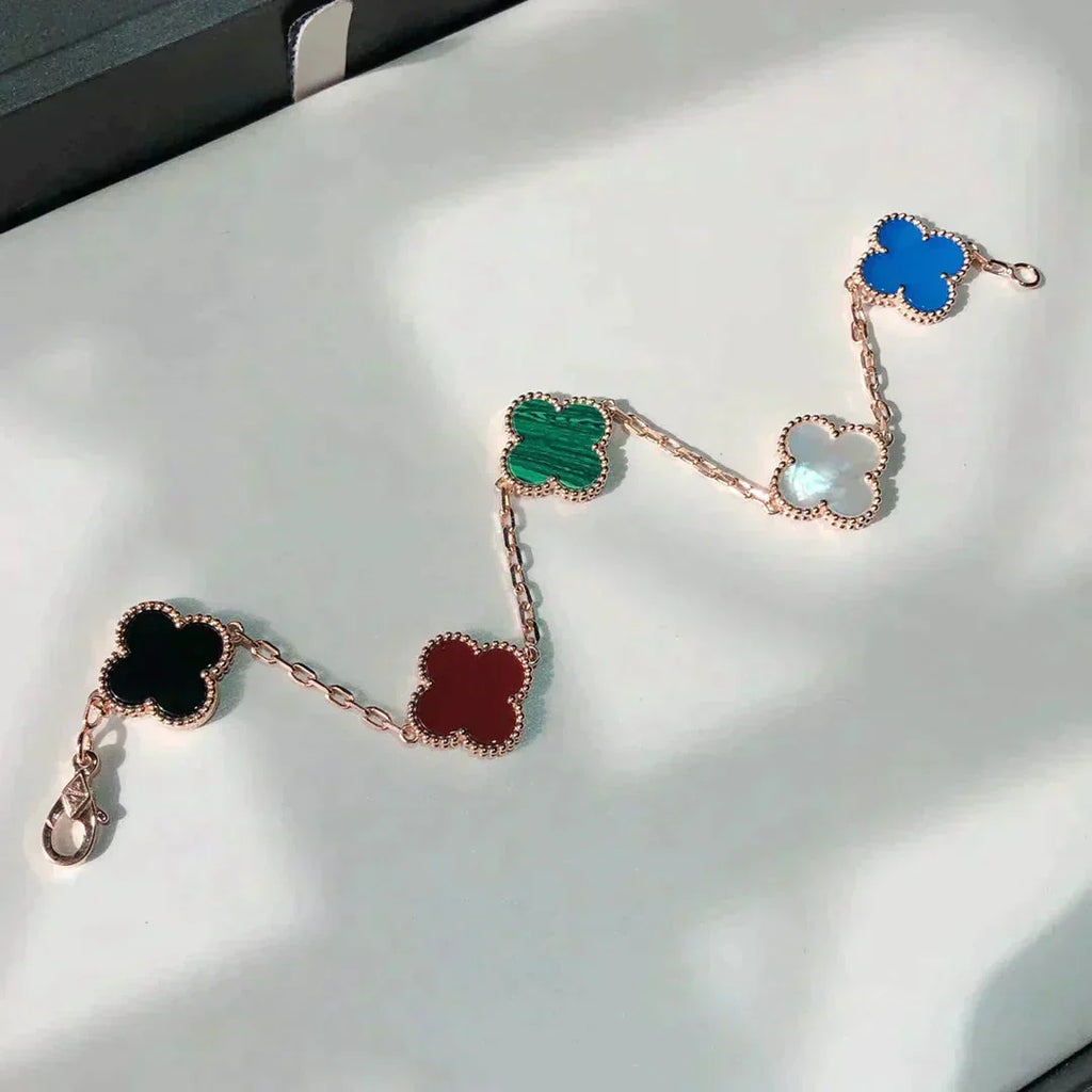 [Aura ]New CLOVER 5 MOTIFS MULTICOLOR BRACELET