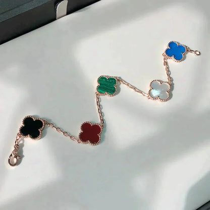 [⭐Aura ]New CLOVER 5 MOTIFS MULTICOLOR BRACELET
