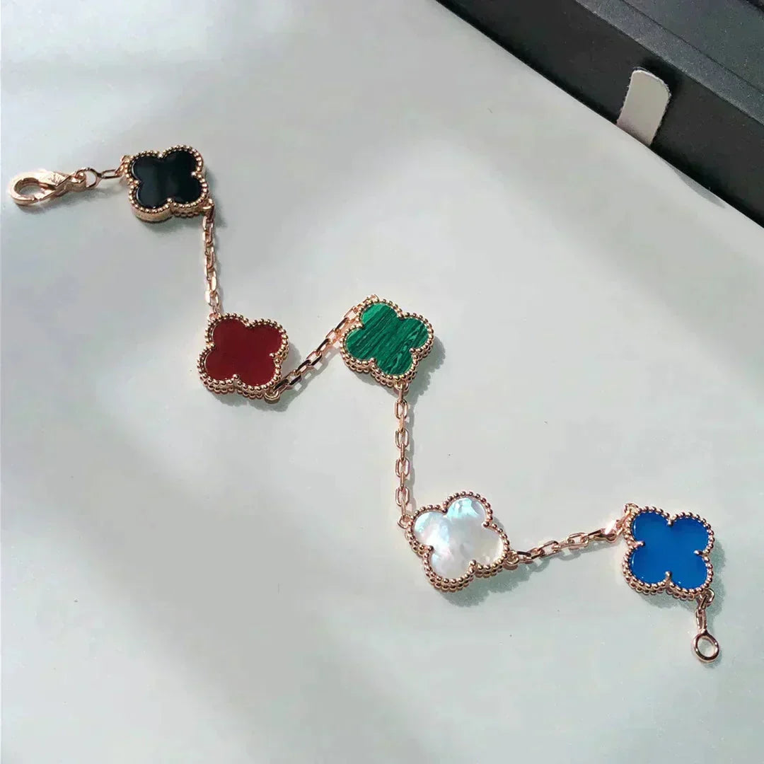 [Aura ]New CLOVER 5 MOTIFS MULTICOLOR BRACELET