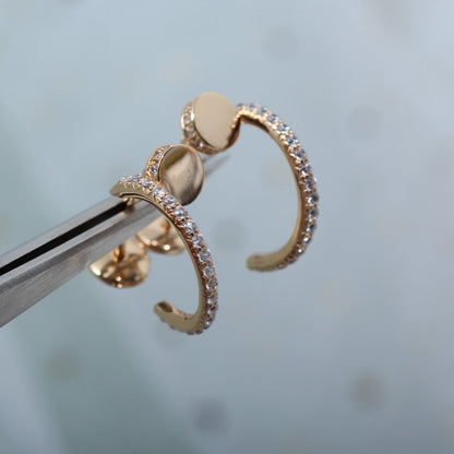 [⭐Aura ]JUSTE EARRINGS 12.75MM PINK GOLD DIAMOND