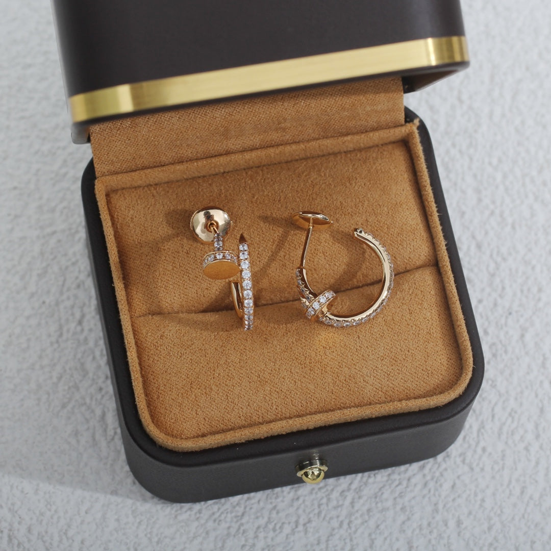 [⭐Aura ]JUSTE EARRINGS 12.75MM PINK GOLD DIAMOND