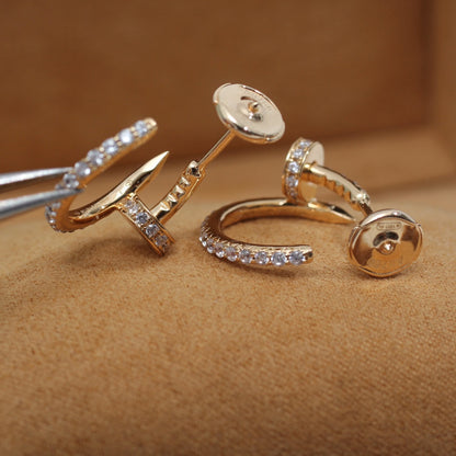 [⭐Aura ]JUSTE EARRINGS 12.75MM PINK GOLD DIAMOND