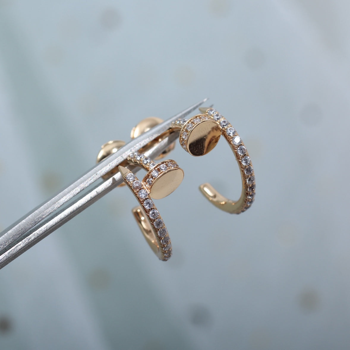 [⭐Aura ]JUSTE EARRINGS 12.75MM PINK GOLD DIAMOND