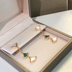 [⭐Veya]ドリームイヤリング 3モチーフ マラカイト マザーオブパール ピンクゴールド