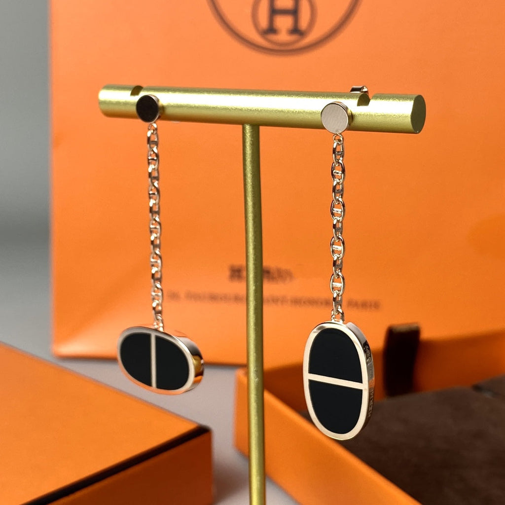 Aura CHAINE VERSO BLACK CERAMIC EARRINGS