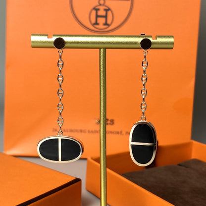 [⭐Aura ]CHAINE VERSO BLACK CERAMIC EARRINGS