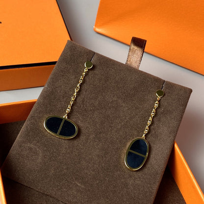 [⭐Aura ]CHAINE VERSO BLACK CERAMIC EARRINGS