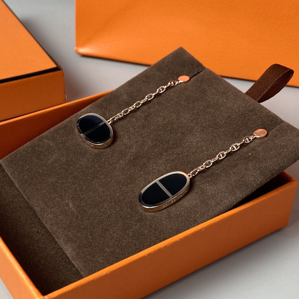 Aura CHAINE VERSO BLACK CERAMIC EARRINGS
