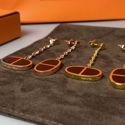 [⭐Aura ]CHAINE VERSO BLACK CERAMIC EARRINGS