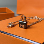 Aura CONSTANCE BLACK PEDANT PINK GOLD NECKLACE