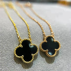 Aura CLOVER 15MM SCHWARZER ONYX EINZELBLUMEN-HALSKEtte