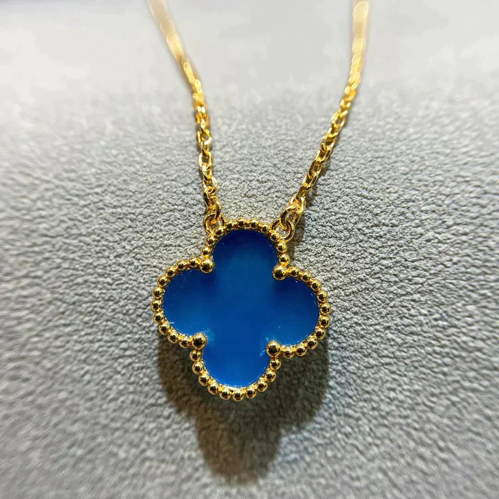 Aura CLOVER 15MM BLUE AGATE NECKLACE