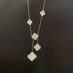 Aura Kleeblatt 5 Motive Silber Diamanten Halskette