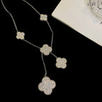 Aura Kleeblatt 5 Motive Silber Diamanten Halskette