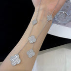 Aura Kleeblatt 5 Motive Silber Diamanten Halskette