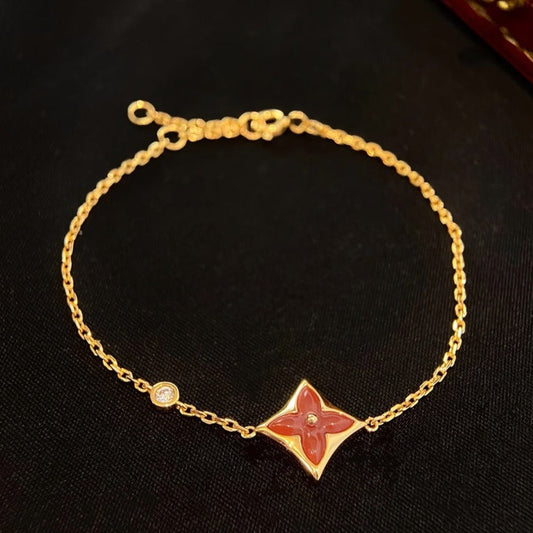 [⭐Aura ]COLOR STAR CARNELIAN PINK GOLD DIAMOND BRACELET