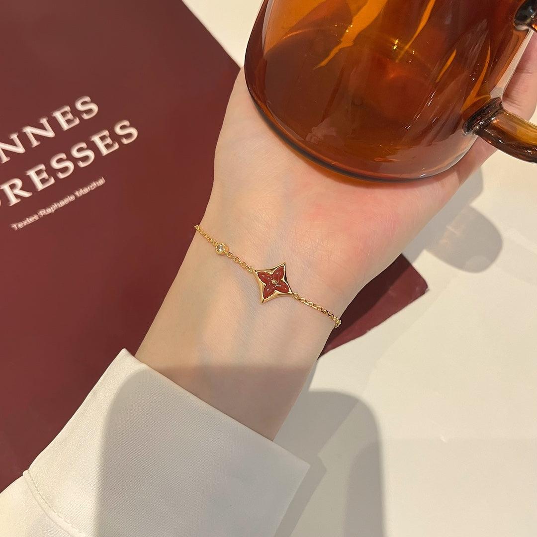 Aura COLOR STAR CARNELIAN PINK GOLD DIAMOND BRACELET