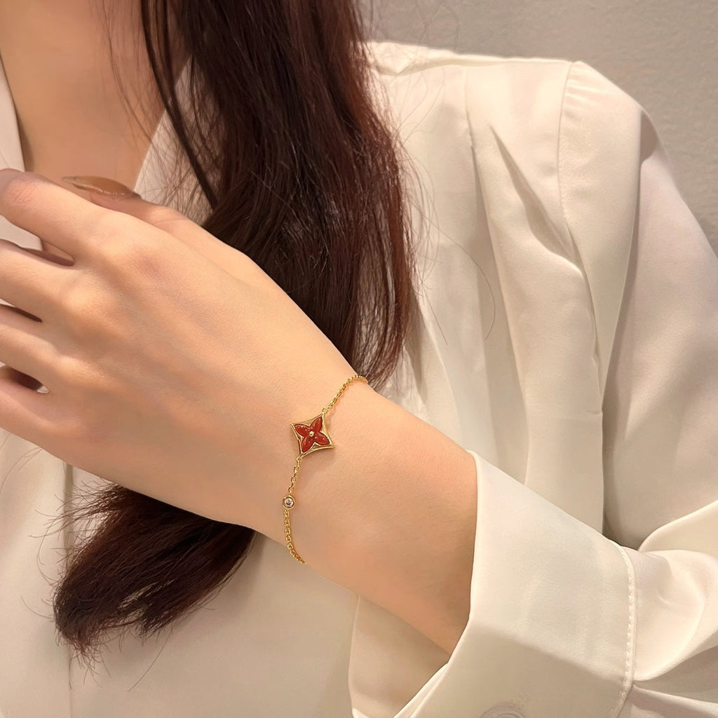 Aura COLOR STAR CARNELIAN PINK GOLD DIAMOND BRACELET