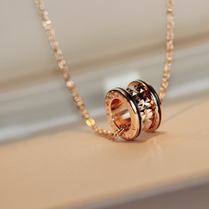 [⭐Veya]ZERO 1 ROCK ANHÄNGER ROSÉGOLD SCHWARZE HALSKETTE