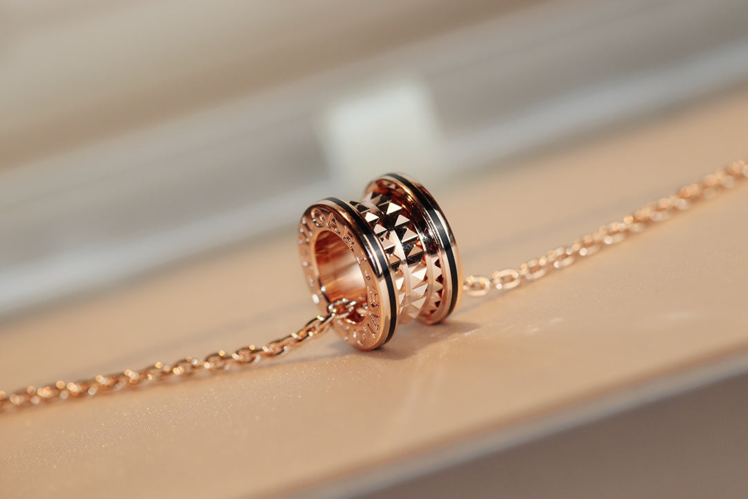 [⭐Veya]ZERO 1 ROCK ANHÄNGER ROSÉGOLD SCHWARZE HALSKETTE
