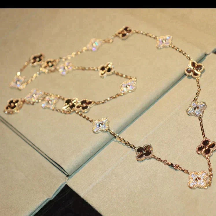 [⭐Aura ]CLOVER 20 MOTIFS LASER DIAMOND NECKLACE