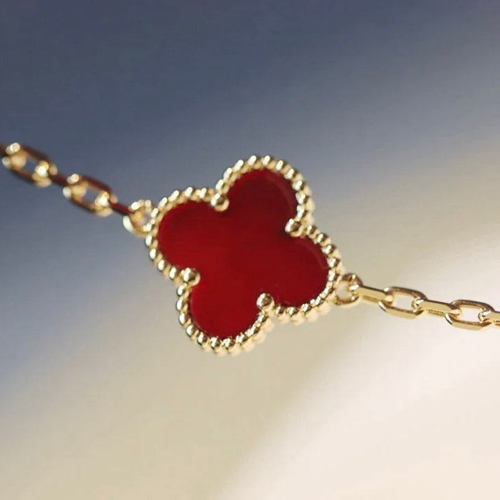 [⭐Aura ]CLOVER 20 MOTIFS CARNELIAN NECKLACE