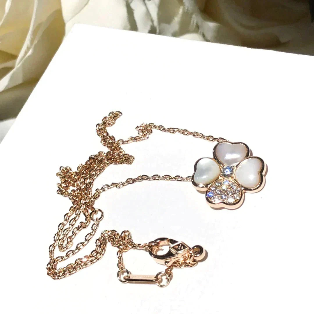 Aura CLOVER MOP DIAMOND ROSÉGOLD-HALSKETTE