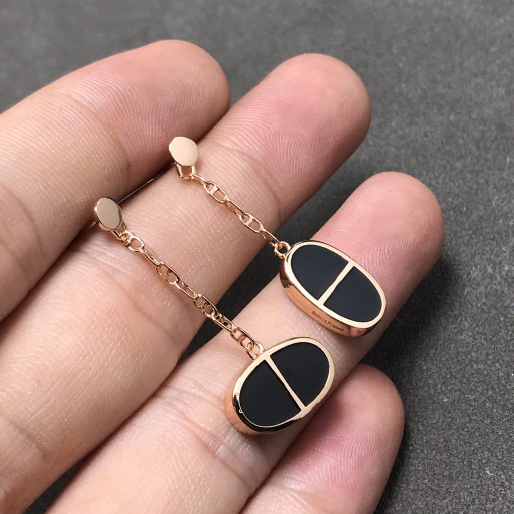 Aura CHAINE VERSO BLACK CERAMIC SILVER EARRINGS