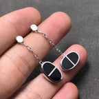 Aura CHAINE VERSO BLACK CERAMIC SILVER EARRINGS