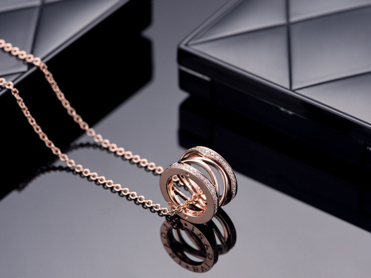[⭐DORISW]ZERO 1 PINK GOLD DIAMOND OPEN NECKLACE