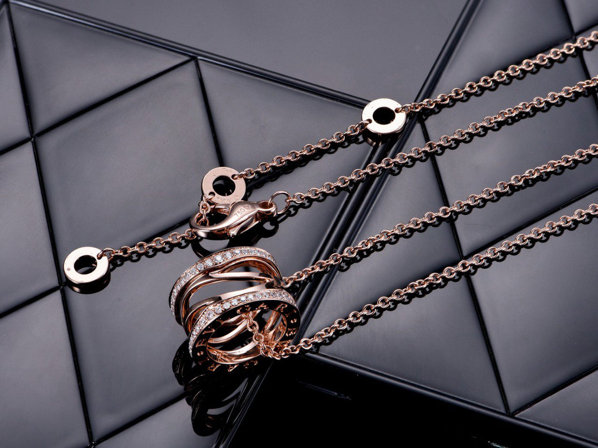 [⭐DORISW]ZERO 1 PINK GOLD DIAMOND OPEN NECKLACE