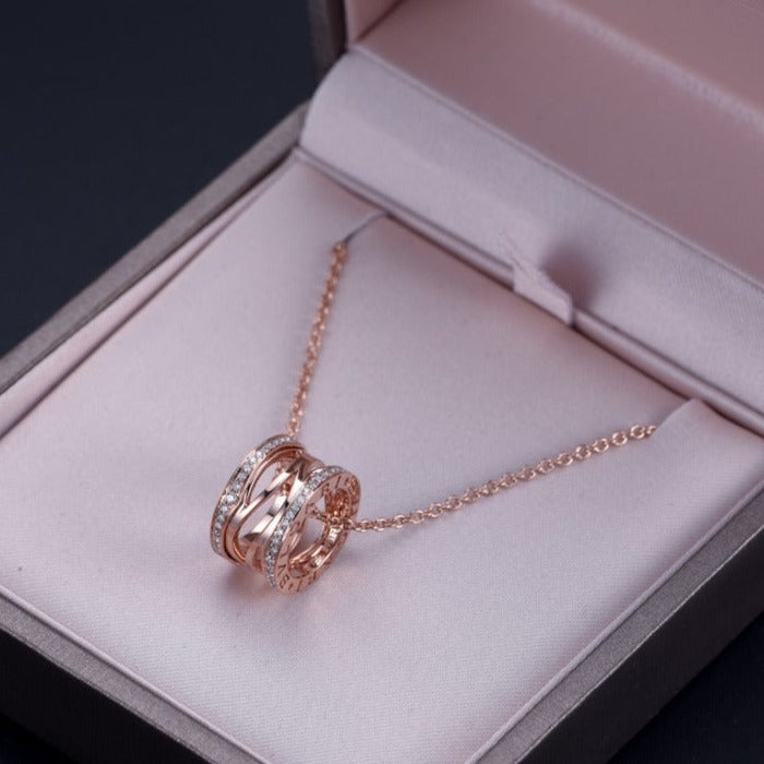 [⭐DORISW]ZERO 1 PINK GOLD DIAMOND OPEN NECKLACE